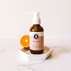 Bella Botanicals Sweet Orange Facial Cleanser- Step 1 of your skin care routine- gently cleanse, exfoliate and balance skin. Willow Bark Extract & Jojoba Beads exfoliate and Aloe Vera & Cucumber Extract soothe and nourish skin, while Coco Glucose helps to gently cleanse.