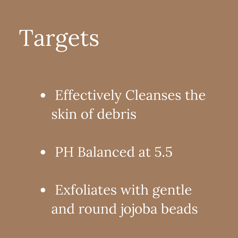 Bella Botanicals Sweet Orange Facial Cleanser Targets- Effectively cleanses the skin of debris, PH balanced at 5.5, Exfoliates with gentle and round jojoba beads.